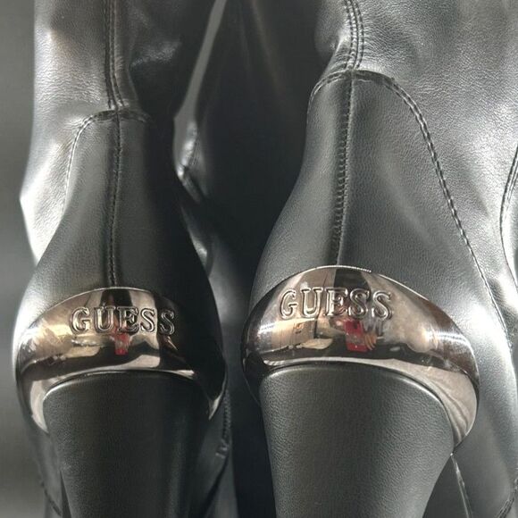 Guess ,Wm, Taylin, Faux Leather, Lug Sole, Thigh-High Boots, Blk, 9 1/2 M, Zip - Picture 4 of 12